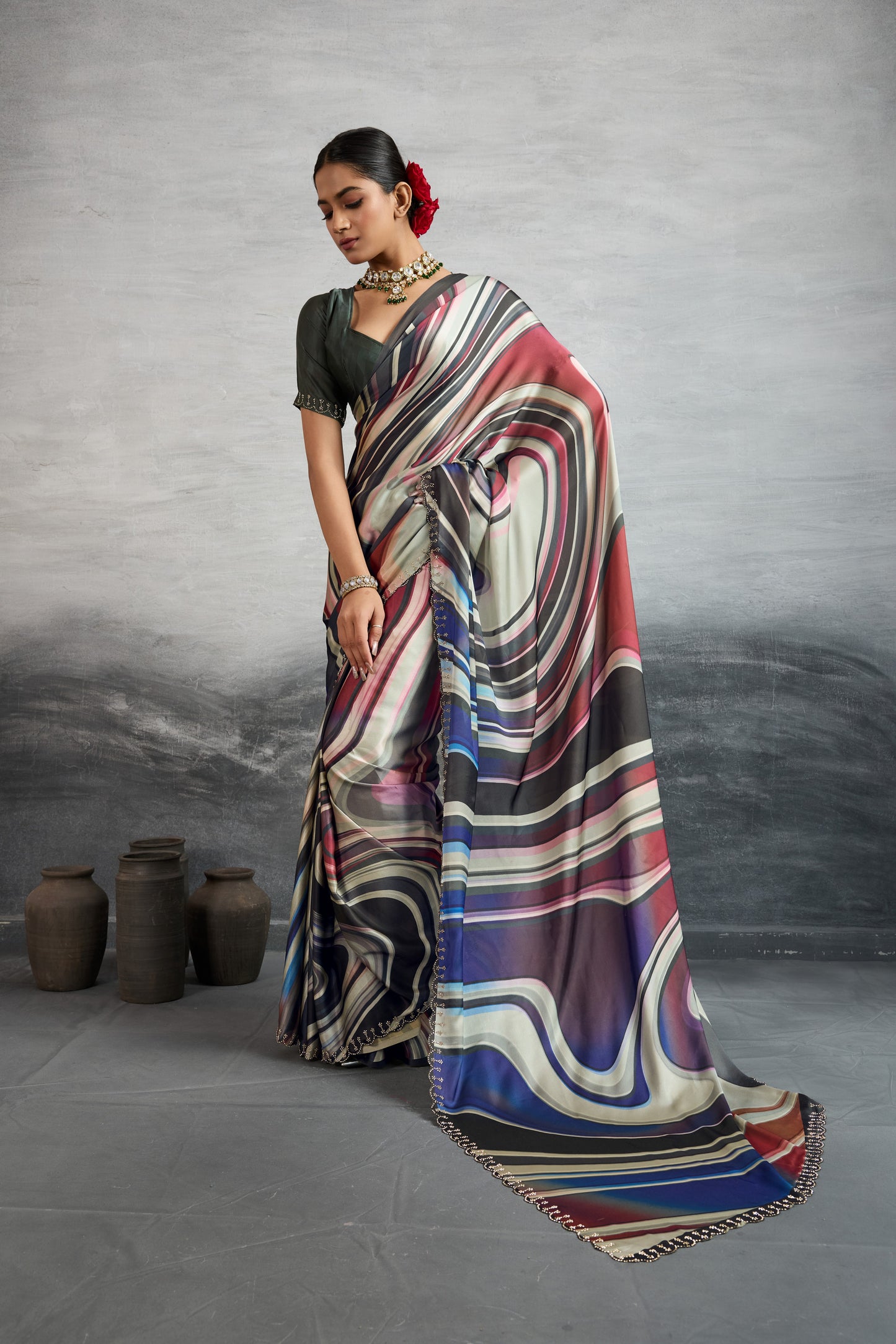 CONTEMPORARY MARBLED ABSTRACT SAREE