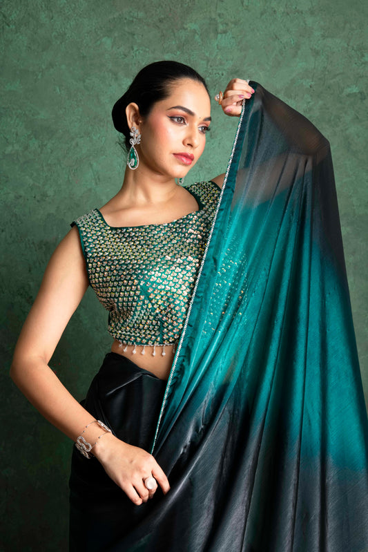 RARIZA EMERALD GREEN FENDY SAREE