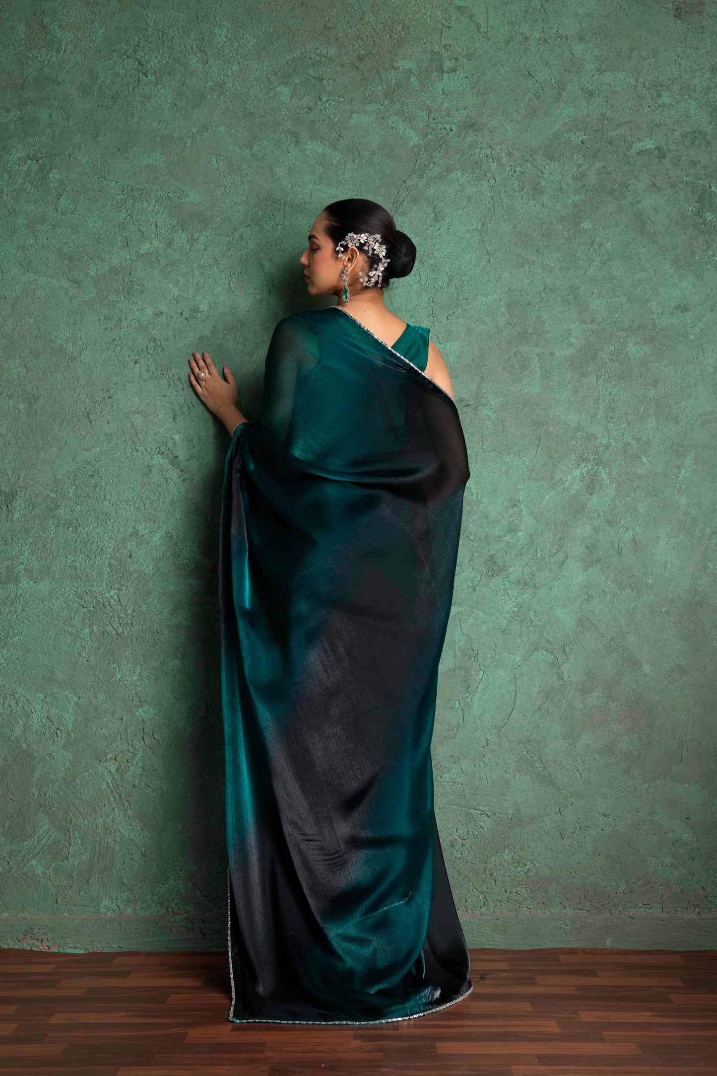 RARIZA EMERALD GREEN FENDY SAREE