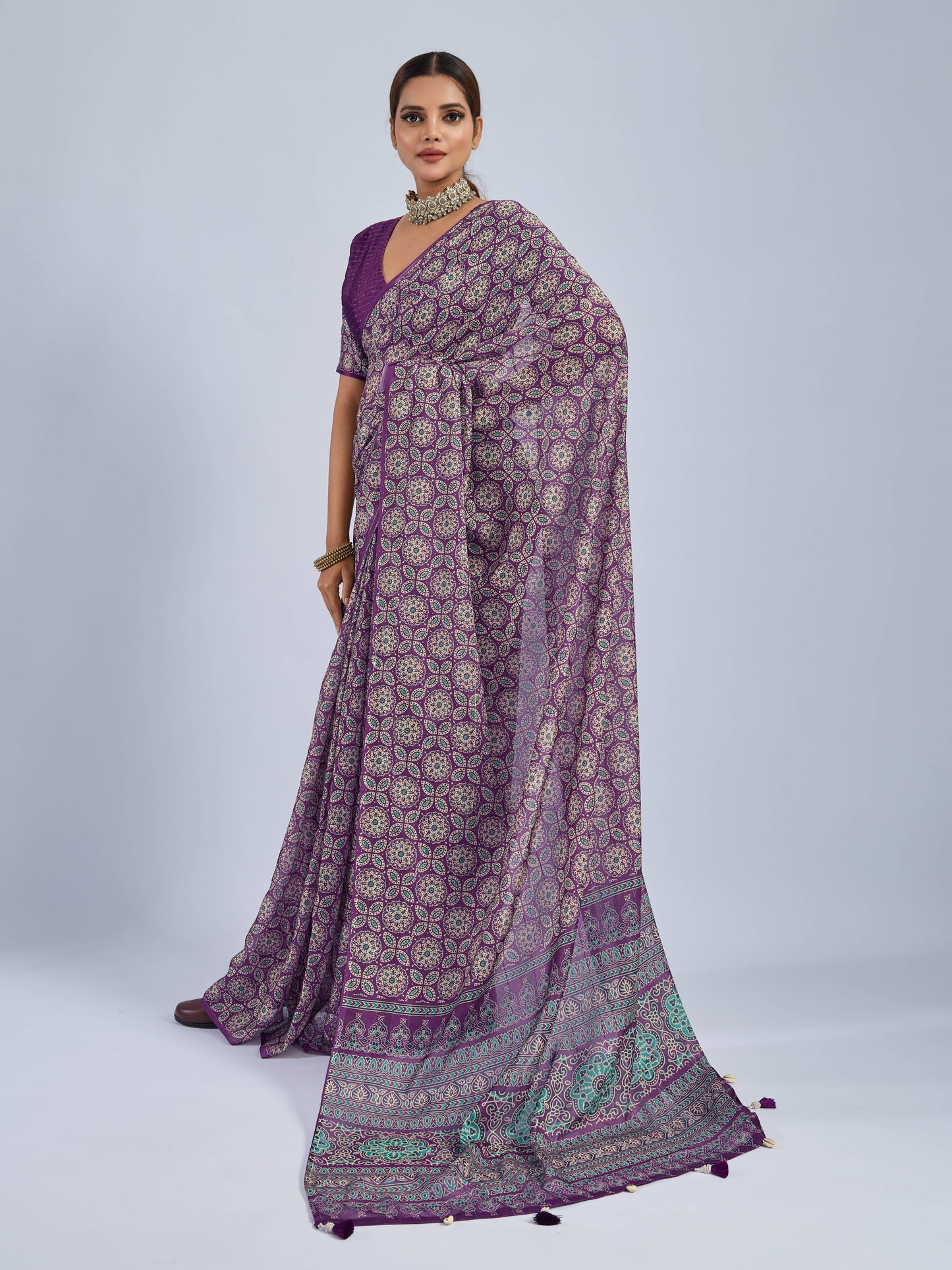 ROYAL AMETHYST MANDALA GEORGETTE SAREE
