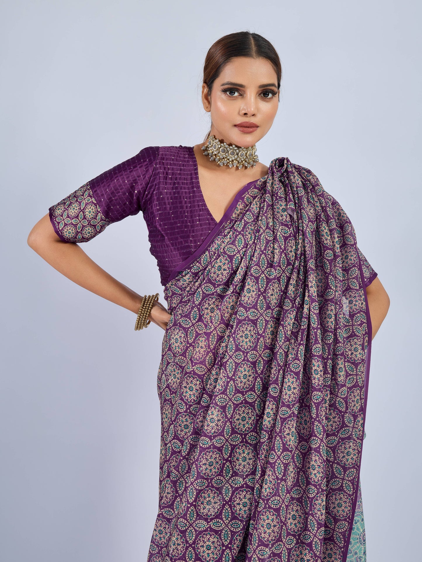 ROYAL AMETHYST MANDALA GEORGETTE SAREE