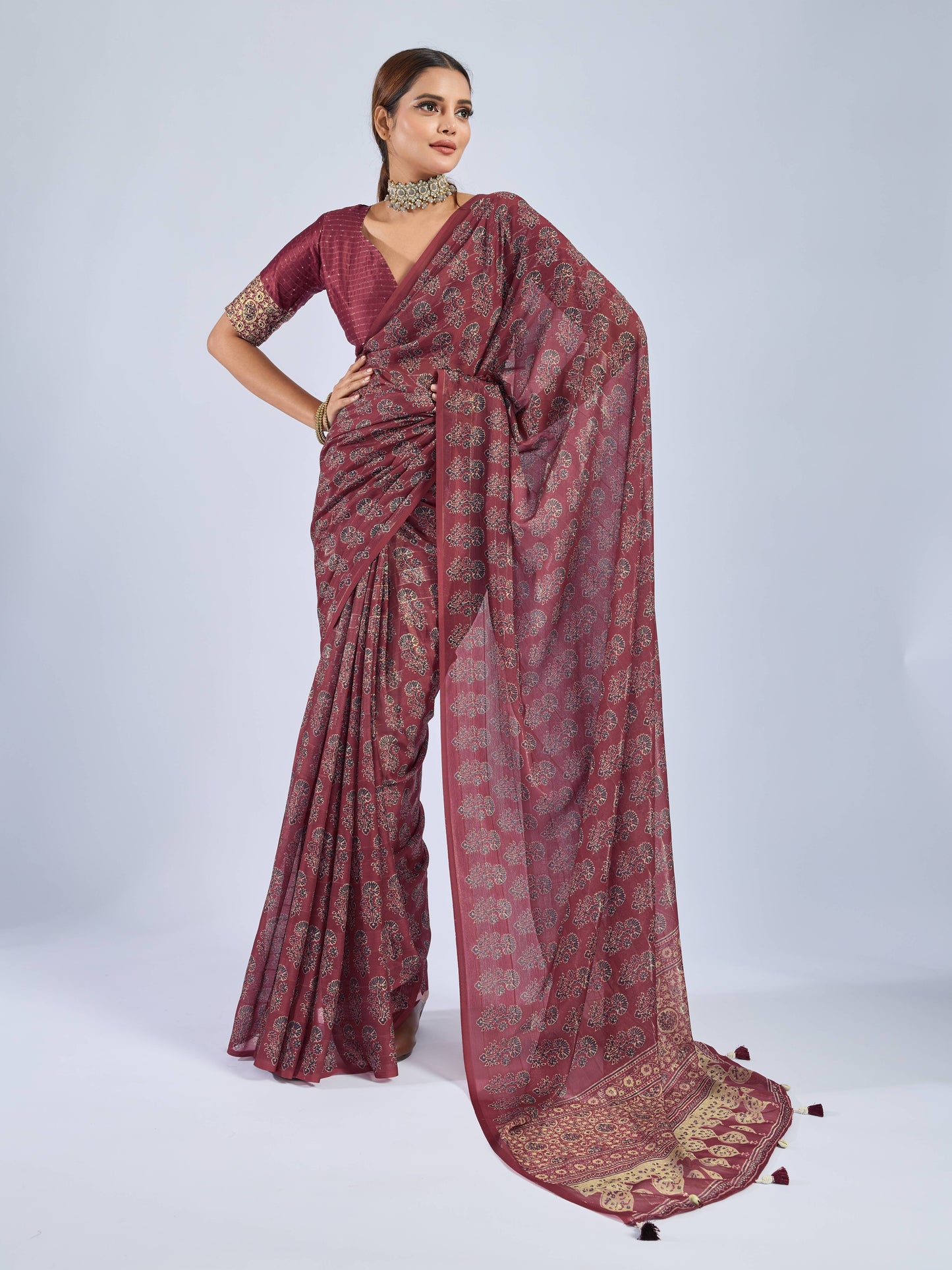 RUSTIC MAHOGANY GEORGETTE SAREE