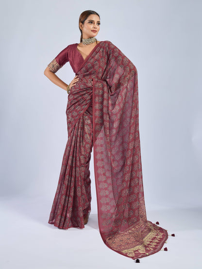 RUSTIC MAHOGANY GEORGETTE SAREE