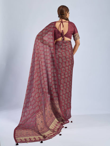 RUSTIC MAHOGANY GEORGETTE SAREE