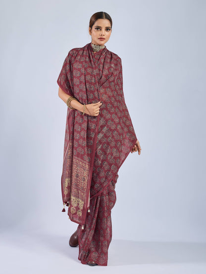 RUSTIC MAHOGANY GEORGETTE SAREE