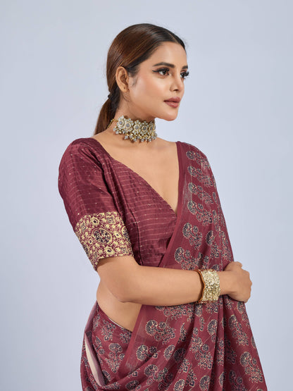 RUSTIC MAHOGANY GEORGETTE SAREE