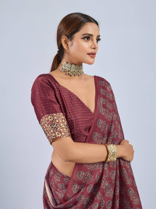 RUSTIC MAHOGANY GEORGETTE SAREE