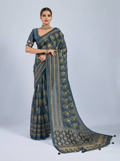 OCEANIC PAISLEY CHANDERI SAREE