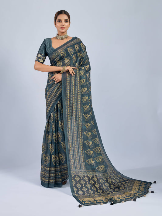 OCEANIC PAISLEY CHANDERI SAREE