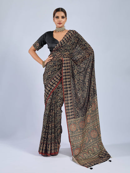 MIDNIGHT ONYX MANDALA GEORGETTE SAREE