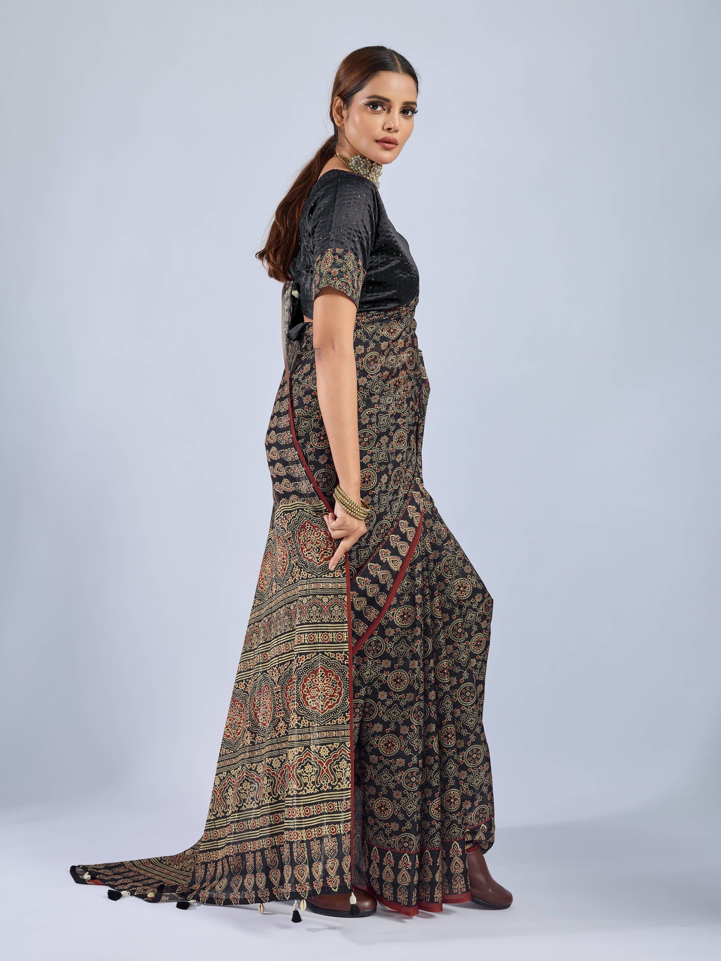 MIDNIGHT ONYX MANDALA GEORGETTE SAREE