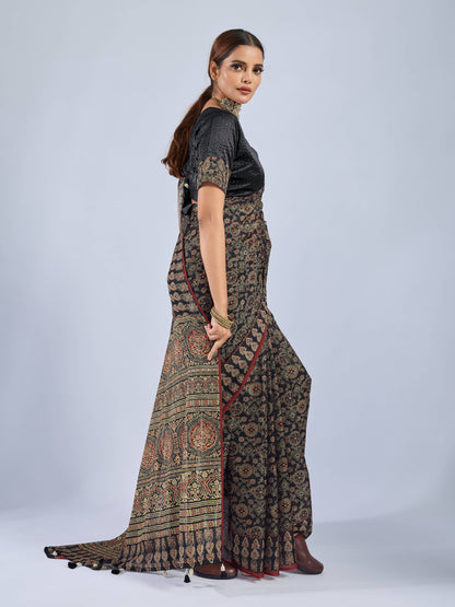 MIDNIGHT ONYX MANDALA GEORGETTE SAREE