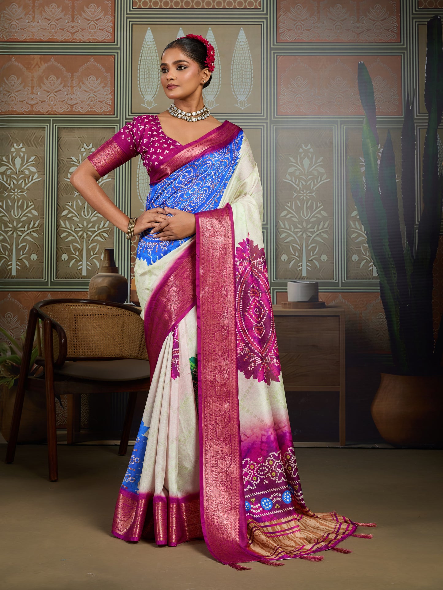 PEARL IVORY BANDHANI ARTISAN SAREE