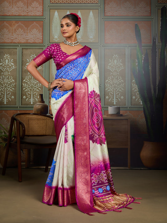 PEARL IVORY BANDHANI ARTISAN SAREE