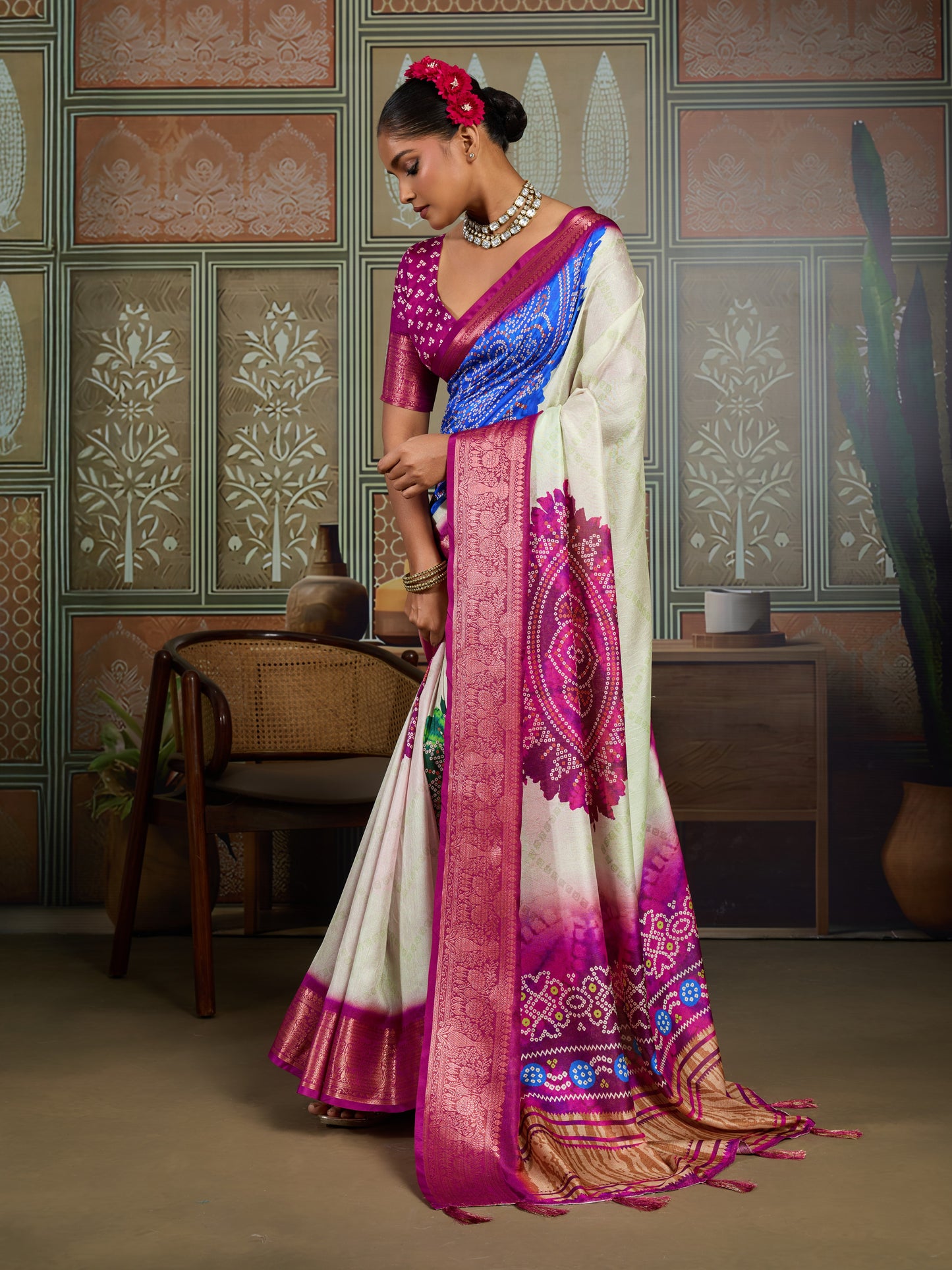 PEARL IVORY BANDHANI ARTISAN SAREE