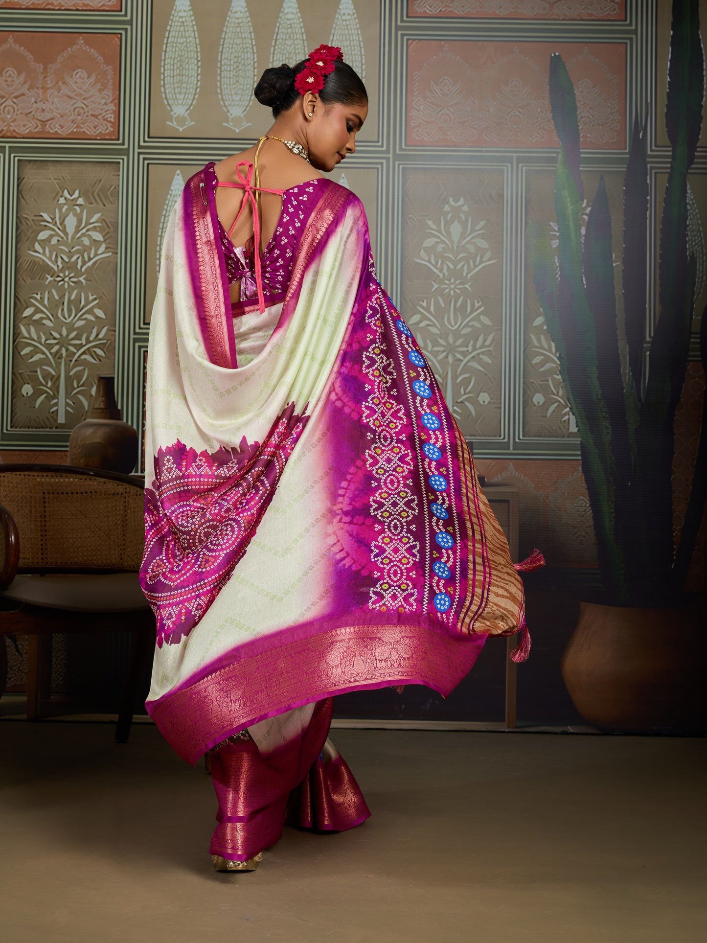 PEARL IVORY BANDHANI ARTISAN SAREE