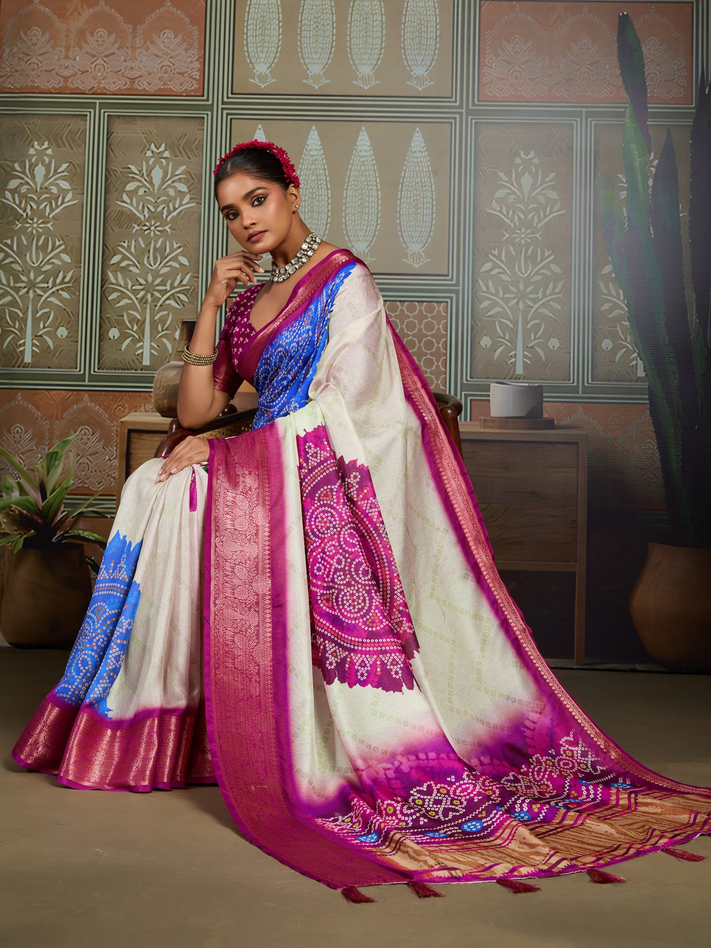 PEARL IVORY BANDHANI ARTISAN SAREE