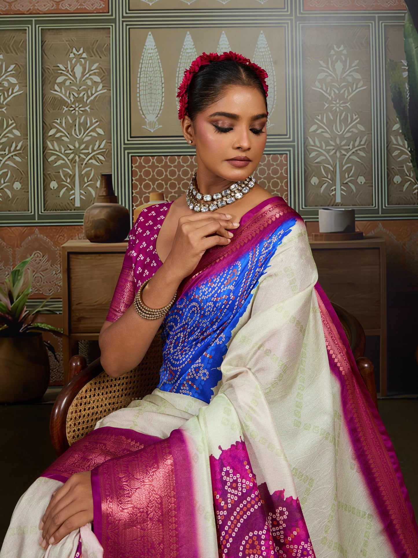 PEARL IVORY BANDHANI ARTISAN SAREE