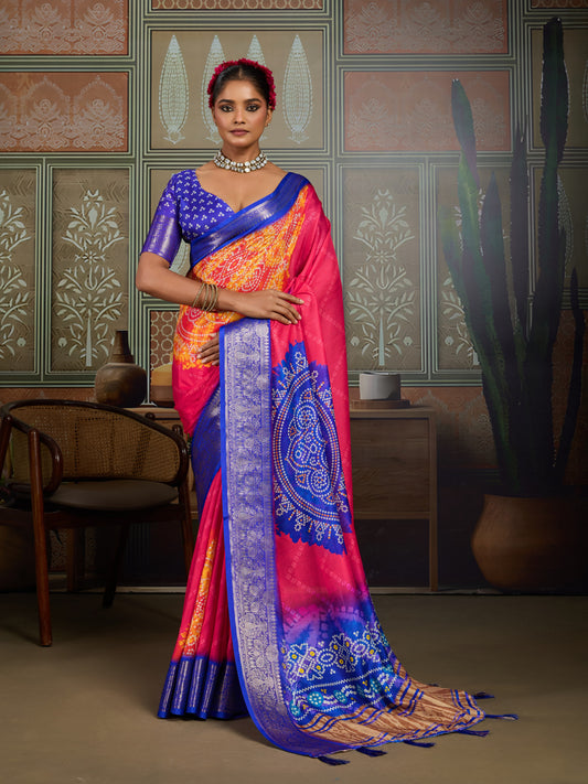 SUNSET ROYALE BANDHANI ARTISAN SAREE