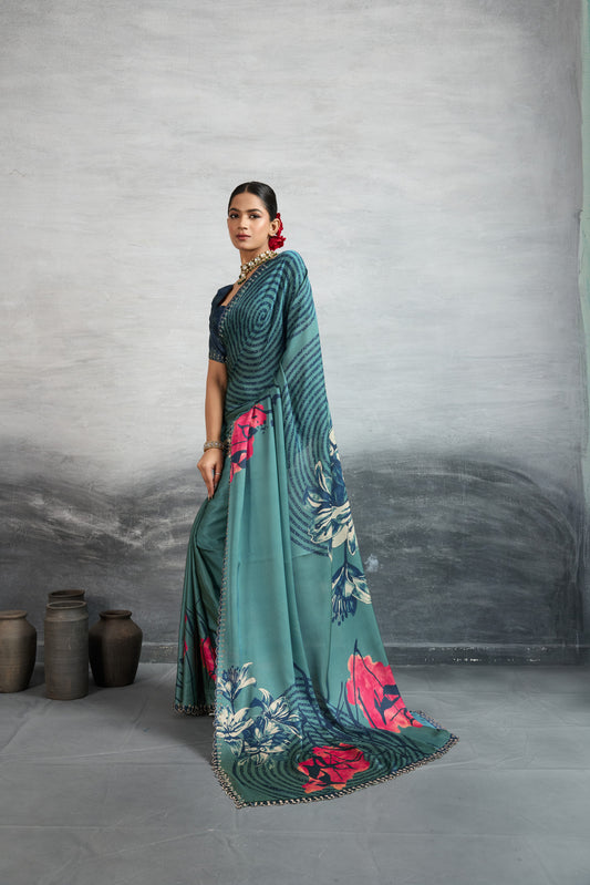 MODERN MARBLE FLUID ART SAREE