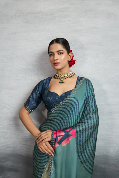 MODERN MARBLE FLUID ART SAREE