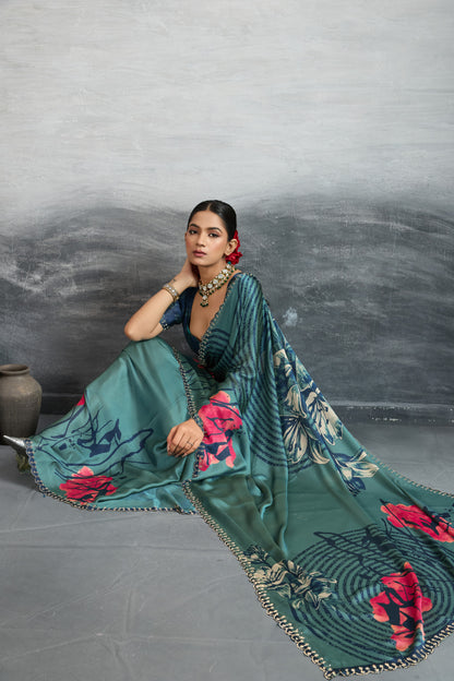 MODERN MARBLE FLUID ART SAREE