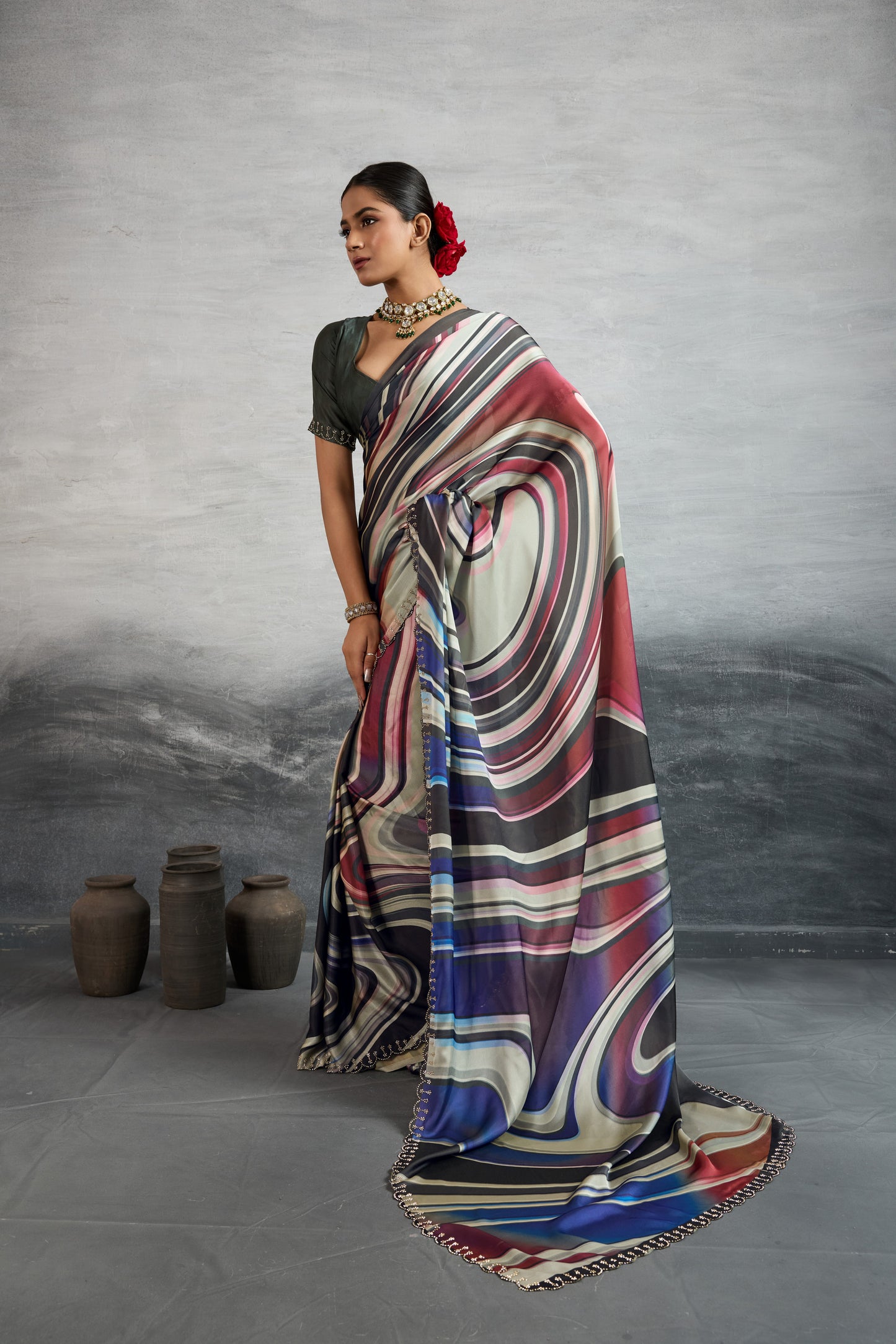 CONTEMPORARY MARBLED ABSTRACT SAREE