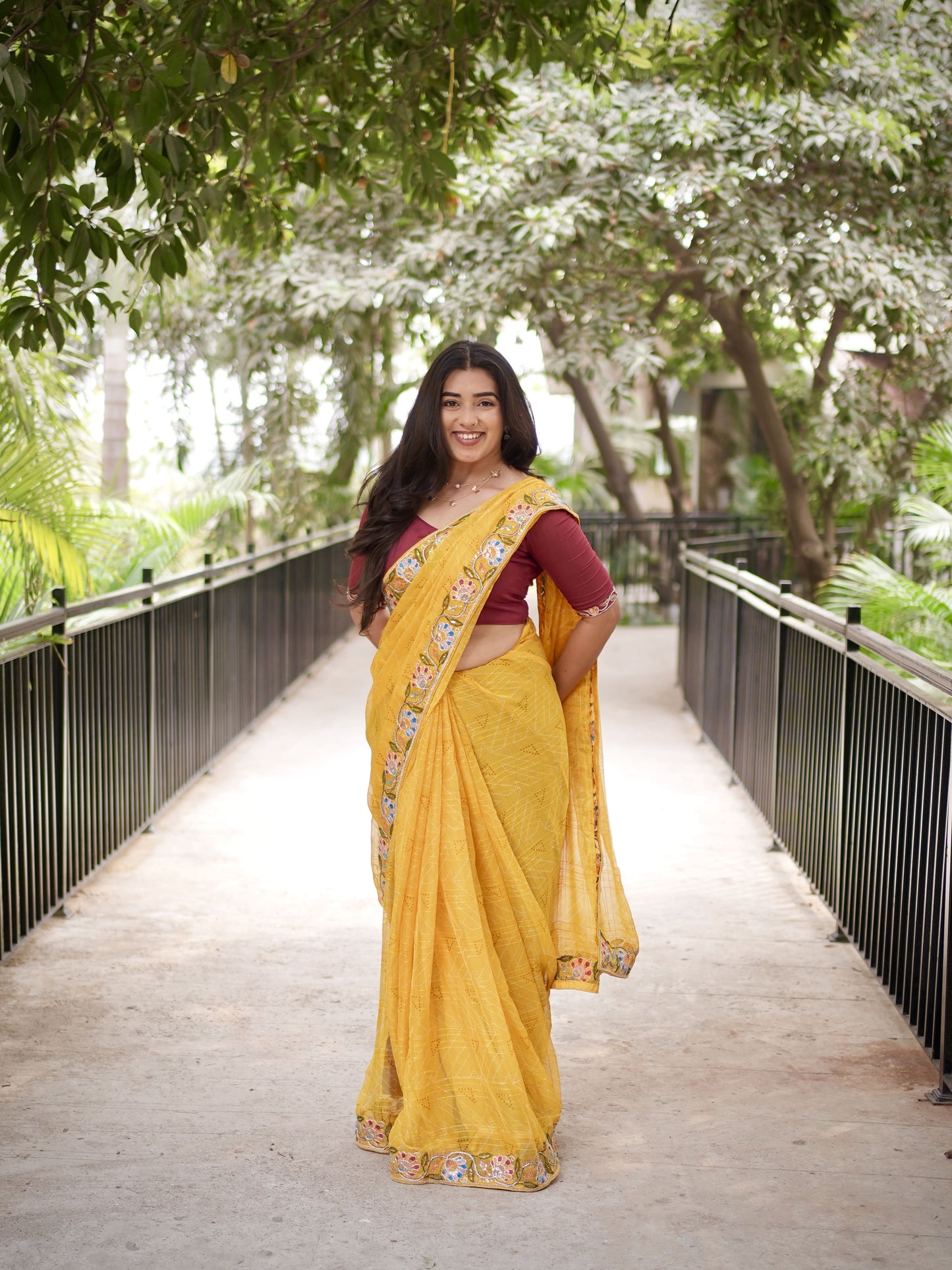 Marigold Muse Geometric Saree