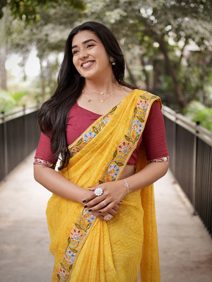 Marigold Muse Geometric Saree