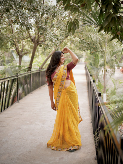 Marigold Muse Geometric Saree