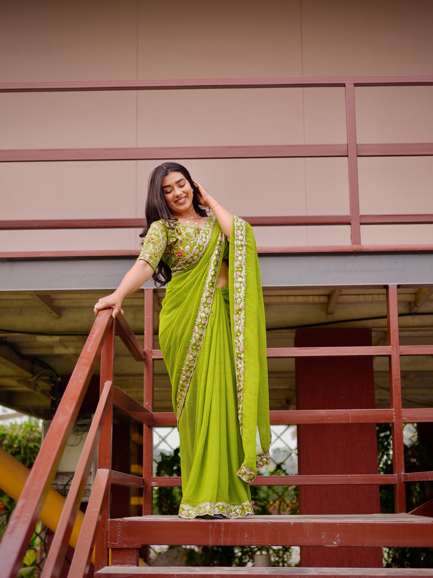 Parrot Elegance Linework Saree