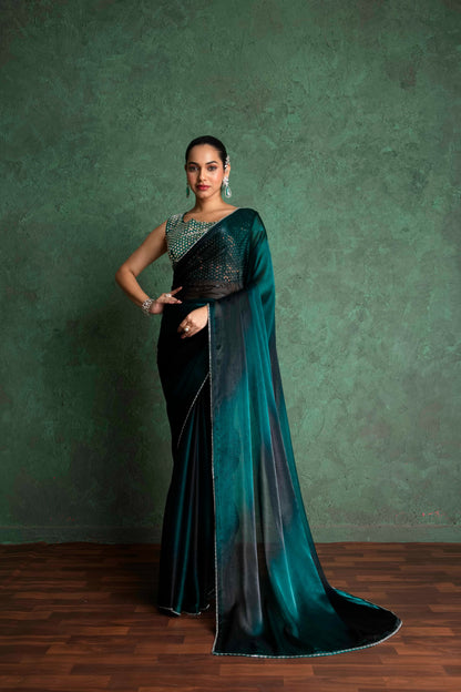 RARIZA EMERALD GREEN FENDY SAREE