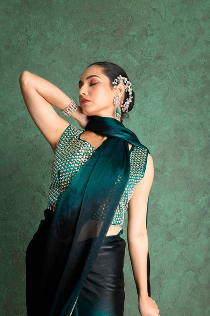 RARIZA EMERALD GREEN FENDY SAREE