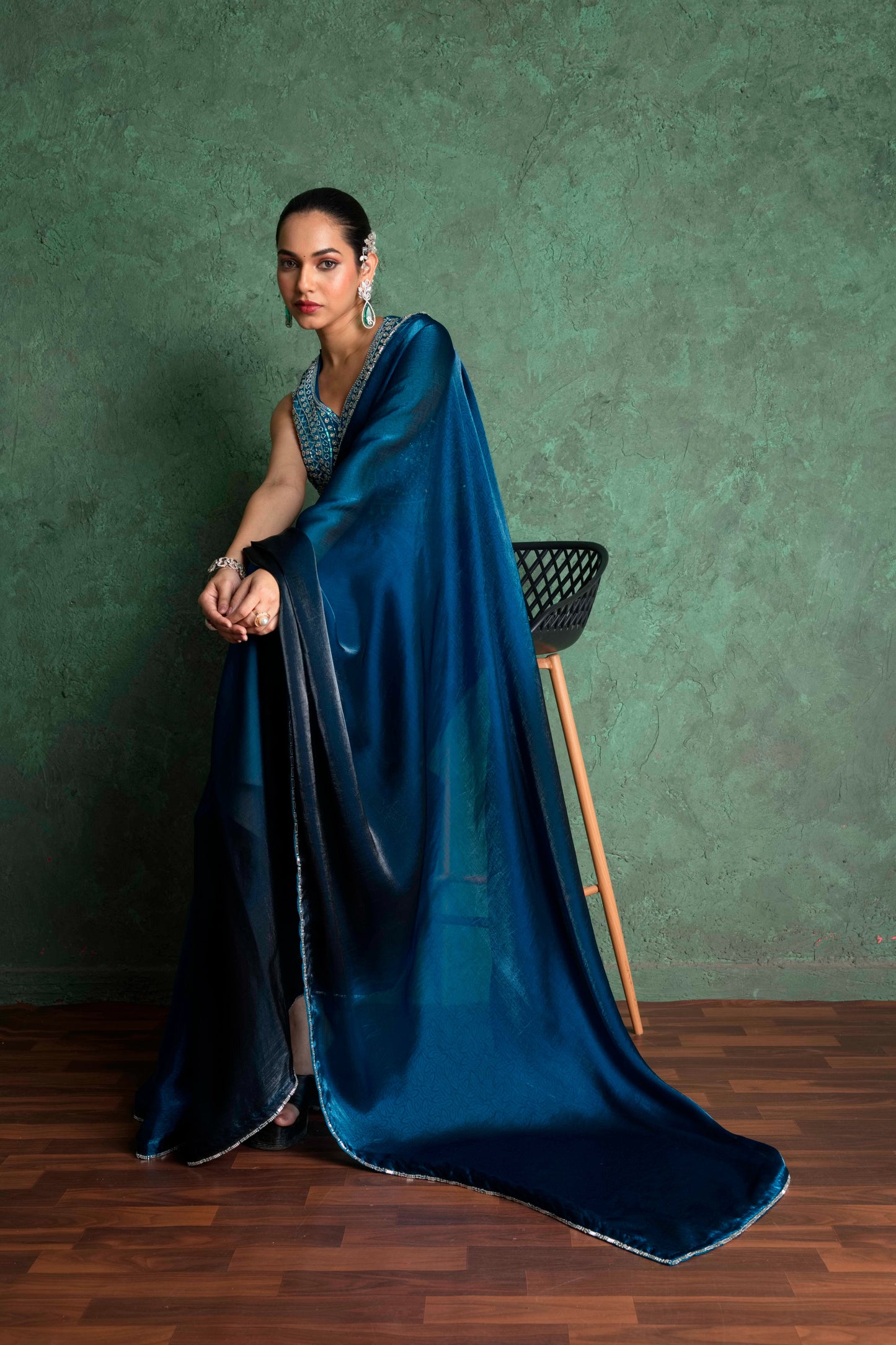 RARIZA TEAL BLUE FENDY SAREE