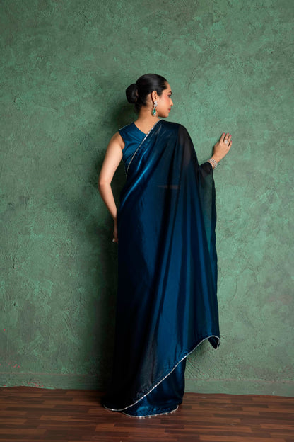 RARIZA TEAL BLUE FENDY SAREE