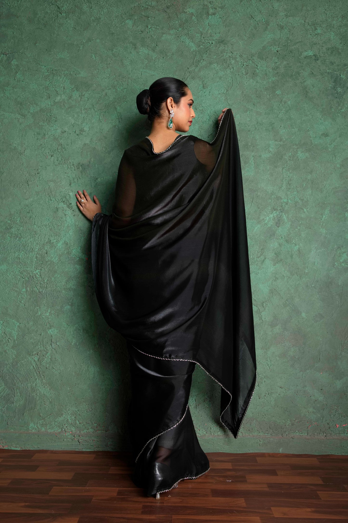 RARIZA MUSTARD BLACK FENDY SAREE