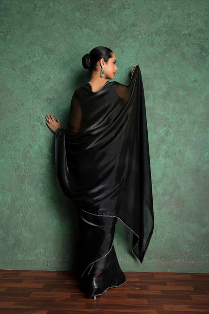 RARIZA MUSTARD BLACK FENDY SAREE