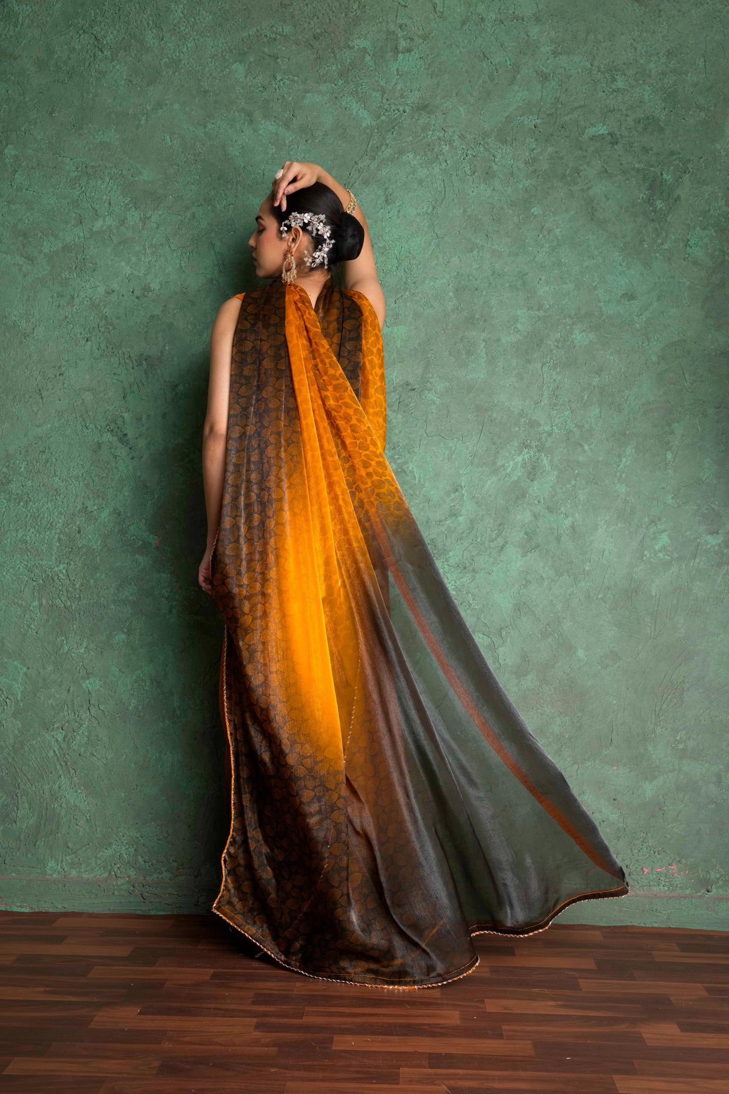 RARIZA EMBELLISHED MUSTARD GEORGETTE SAREE