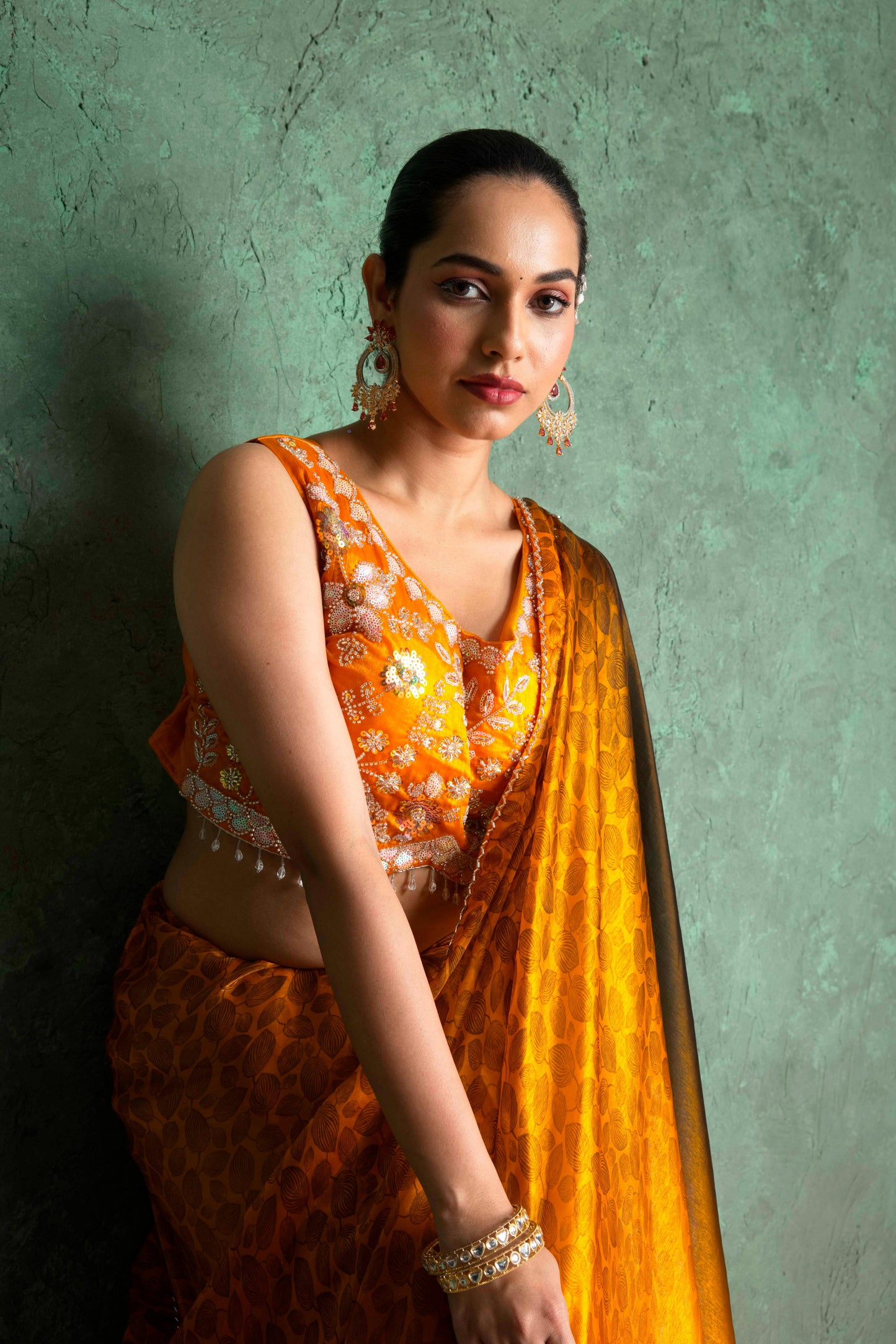RARIZA EMBELLISHED MUSTARD GEORGETTE SAREE