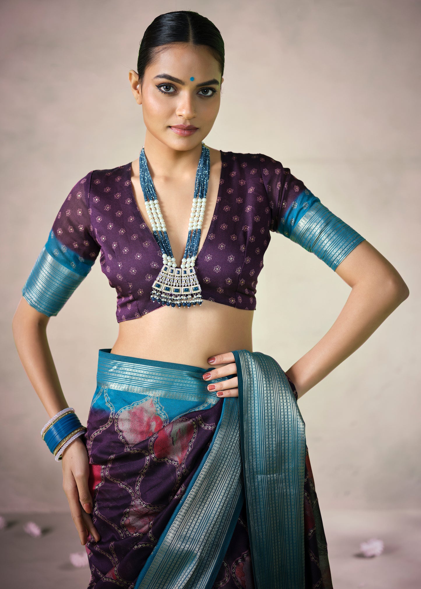 ROYAL PLUM BANDHEJ SAREE