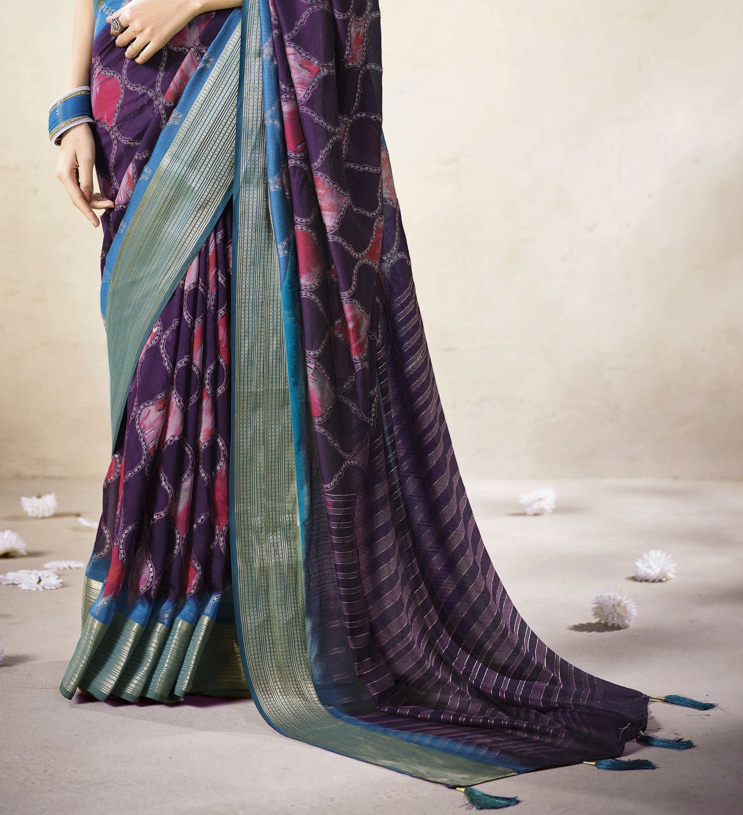 ROYAL PLUM BANDHEJ SAREE