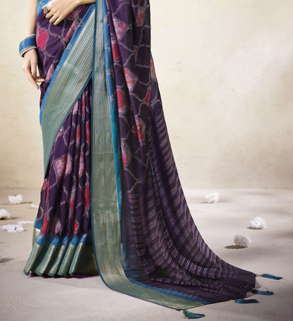 ROYAL PLUM BANDHEJ SAREE