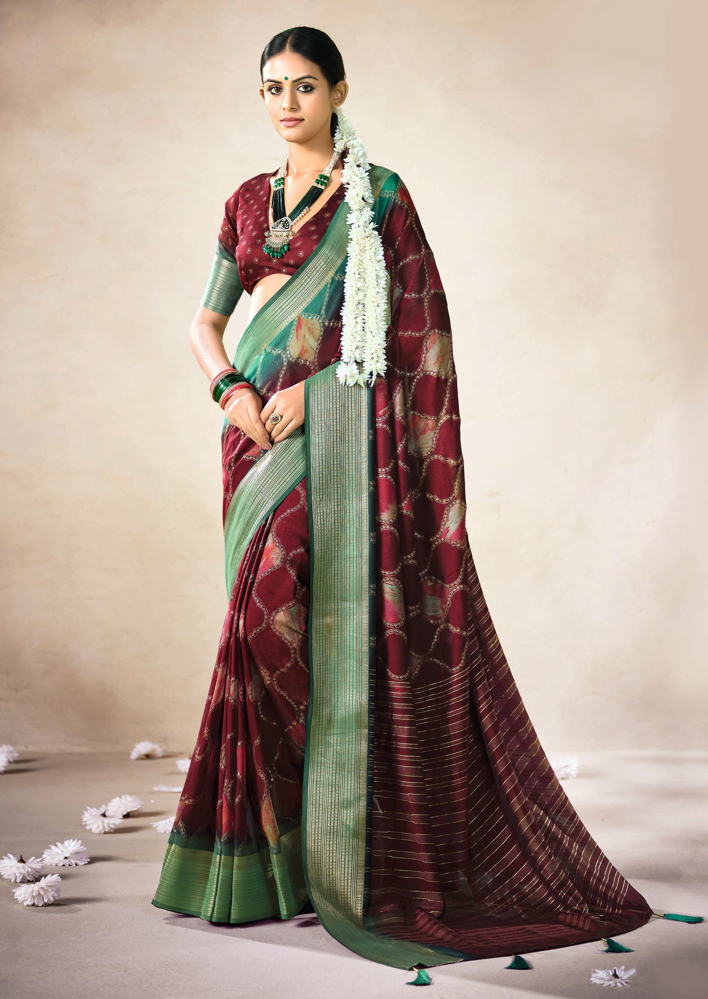 CRIMSON HERITAGE BANDHEJ SAREE