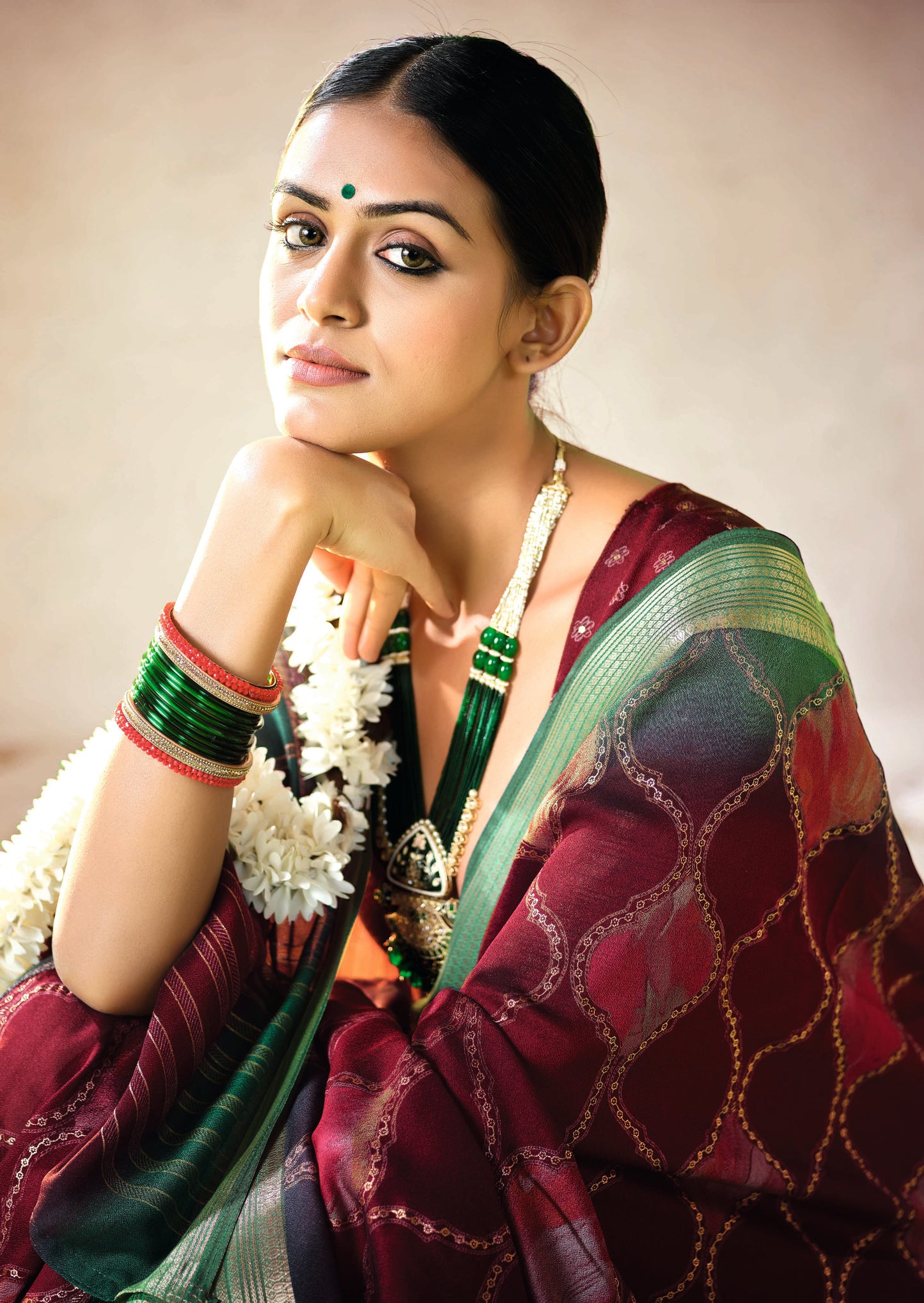 CRIMSON HERITAGE BANDHEJ SAREE