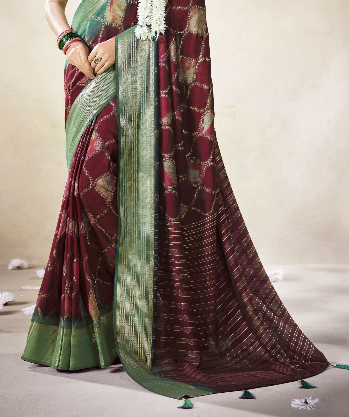 CRIMSON HERITAGE BANDHEJ SAREE