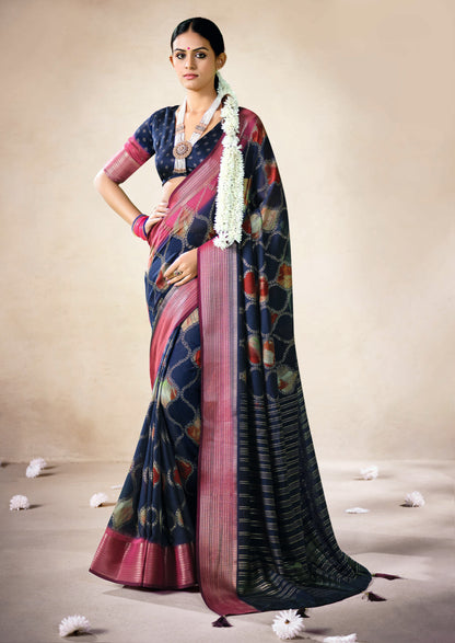 MIDNIGHT NAVY BANDHEJ SAREE