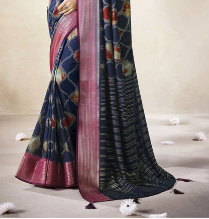 MIDNIGHT NAVY BANDHEJ SAREE