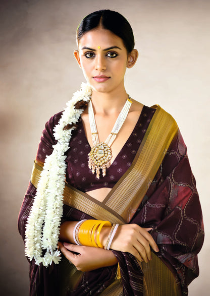 ROYAL WINE BANDHEJ SAREE