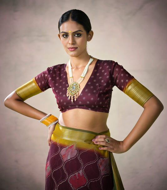 ROYAL WINE BANDHEJ SAREE
