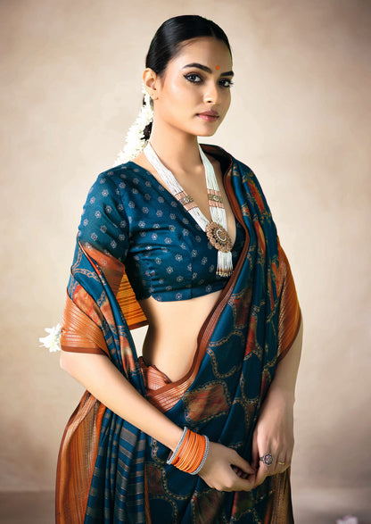 EMERALD TEAL BANDHEJ SAREE
